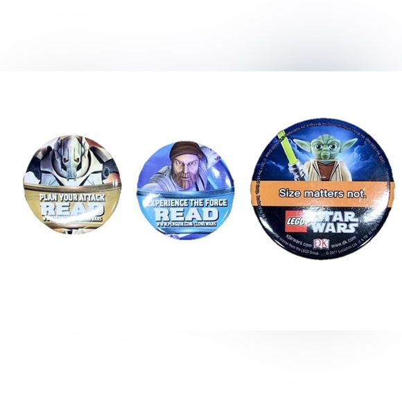Star Wars Pin -Obi Wan Kenobi General Grevious LEGO Yoda Read Book Fair Lot 3 - Picture 1 of 6